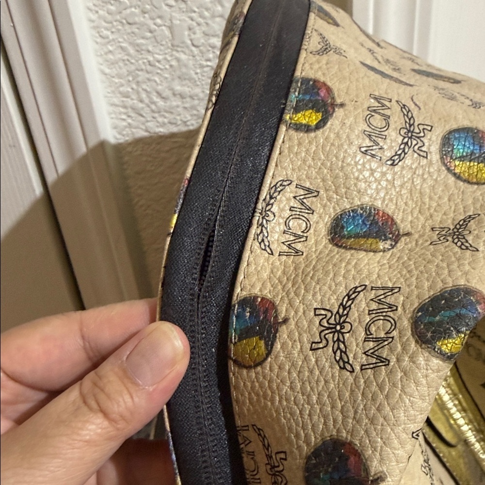 MCM Beige Backpack with Colorful Logo Pattern - Picture 5 of 8